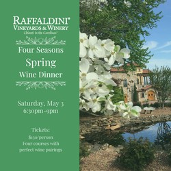 Four Seasons Spring Wine Dinner - Saturday, May 3rd, 2025, 6:30pm-9:00pm